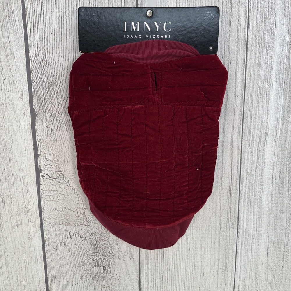 Red Velvet Dog Coat SMALL Quilted Satin Lined Isaac Mizrahi IMNYC City Jacket